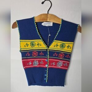 Vtg Saks Fifth Avenue “The Young Circle” Kids Knit Sweater Vest Colorblock 6/7